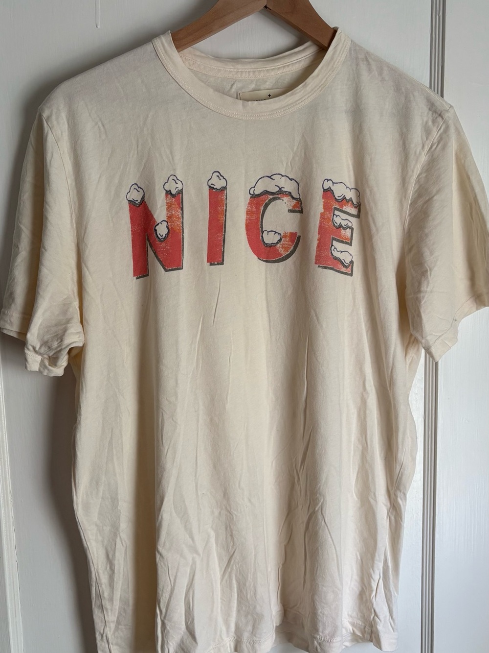 imogene + willie Cream Short-Sleeve Tee with Red 'NICE' Graphic